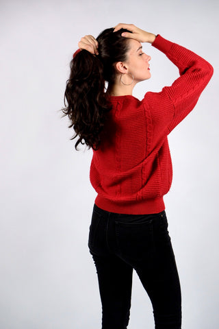Vintage 70s/80s Schurwolle Mix Pullover Rot - XS/S