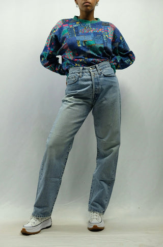 hellblaue 90s Replay Jeans made in Italy mit High Waist Bundhöhe und geradem Bein – ideal für eine eher größere S, bitte Maße beachten – ein absolutes Highlight
