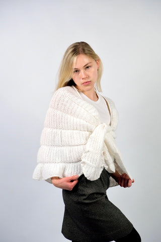 Vintage 60s Handmade Jakobsmuschel Stola Cape Schal