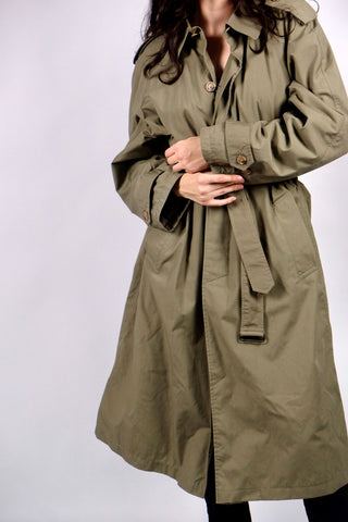 Vintage 80s/90s Baumwolle Mix Trenchcoat Oliv - L