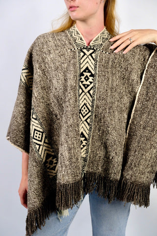 Vintage 90s Handmade Boho Poncho - S/M