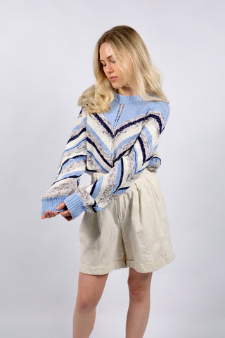 Vintage 80s/90s Handmade Streifen Strickmuster Pullover - S