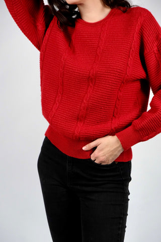 Vintage 70s/80s Schurwolle Mix Pullover Rot - XS/S