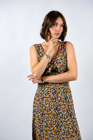 Vintage 90s Blümchen Print Maxikleid - S