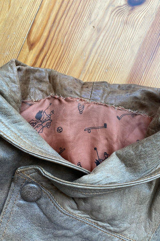 Graubraune 80s/90s Bomberjacke made in Italy aus echtem Leder mit toller Maserung – unisex tragbar: Herren S/M, für Damen empfehlen wir die Jacke einer M – ein absolutes Highlight