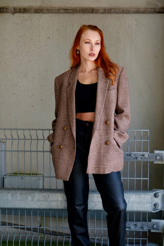 Vintage 80s/90s Tweed Wolle Mix Jackett Blazer - XL
