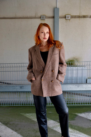 Vintage 80s/90s Tweed Wolle Mix Jackett Blazer - XL
