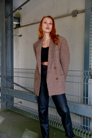 Vintage 80s/90s Tweed Wolle Mix Jackett Blazer - XL