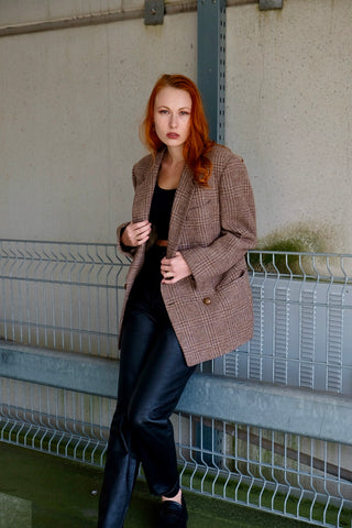 Vintage 80s/90s Tweed Wolle Mix Jackett Blazer - XL