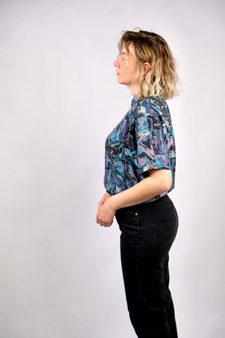 Vintage 80s/90s Crazy Pattern Seidenhemd - M/L