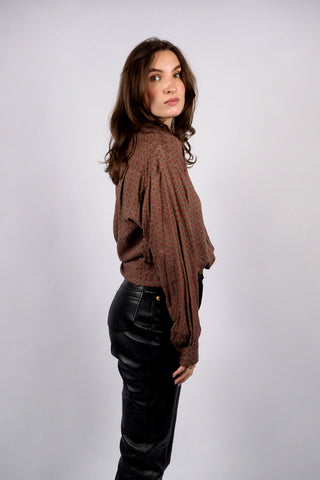 Vintage 90s Boho Print Viskose Hemd - M/L