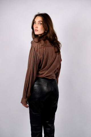 Vintage 90s Boho Print Viskose Hemd - M/L