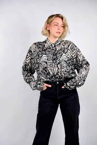Vintage 90s Crazy Pattern Seidenhemd - XXL/3XL