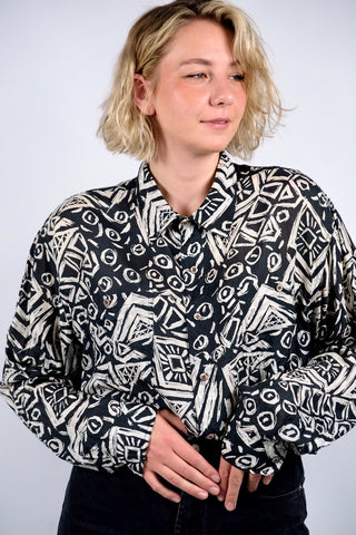Vintage 90s Crazy Pattern Seidenhemd - XXL/3XL