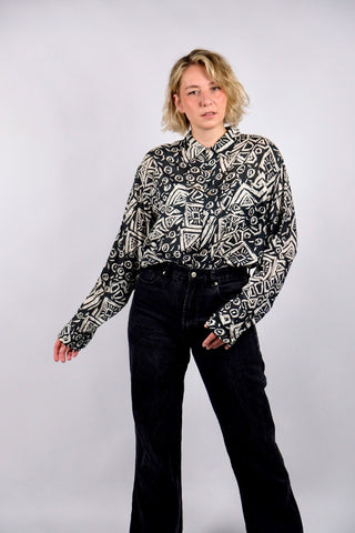 Vintage 90s Crazy Pattern Seidenhemd - XXL/3XL