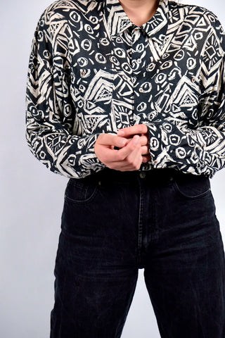 Vintage 90s Crazy Pattern Seidenhemd - XXL/3XL