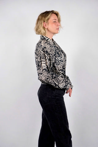 Vintage 90s Crazy Pattern Seidenhemd - XXL/3XL