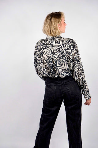 Vintage 90s Crazy Pattern Seidenhemd - XXL/3XL