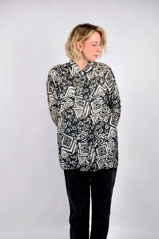 Vintage 90s Crazy Pattern Seidenhemd - XXL/3XL