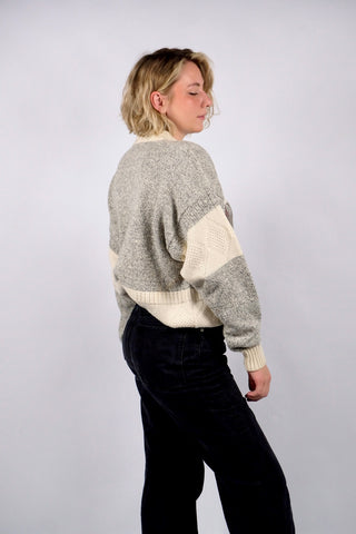 Vintage 80s/90s Wolle & Seide Mix Camping Motiv Pullover - L