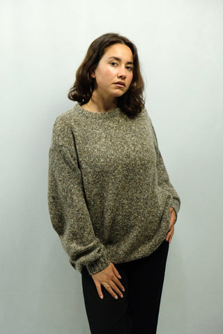 80s/90s Strickpullover made in Italy - Braun, Beige und Grau meliert - unisex tragbar (Herren M, Damen L bis XL), ein tolles Basic Stück