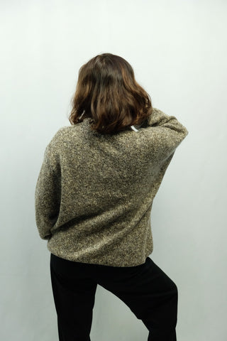 80s/90s Strickpullover made in Italy - Braun, Beige und Grau meliert - unisex tragbar (Herren M, Damen L bis XL), ein tolles Basic Stück