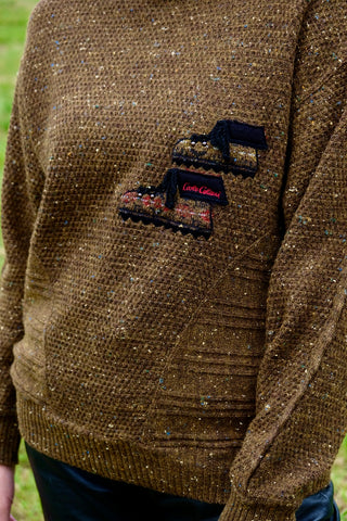 Vintage 80s Carlo Colucci Designer Wolle & Seide Pullover - L
