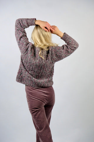 Vintage 90s Wolle Mix Pullover Rosa Grau meliert - S