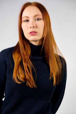 Preloved (Secondhand) Grobstrickpullover von Best Connections by Heine, vermutlich Mischung aus Kunstfaser und Wolle, mit Stehkragen und schönen Knöpfen an beiden Seiten – Größe M