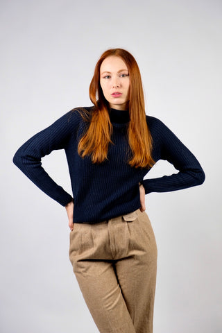 Preloved (Secondhand) Grobstrickpullover von Best Connections by Heine, vermutlich Mischung aus Kunstfaser und Wolle, mit Stehkragen und schönen Knöpfen an beiden Seiten – Größe M