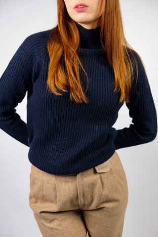 Preloved (Secondhand) Grobstrickpullover von Best Connections by Heine, vermutlich Mischung aus Kunstfaser und Wolle, mit Stehkragen und schönen Knöpfen an beiden Seiten – Größe M