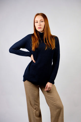 Preloved (Secondhand) Grobstrickpullover von Best Connections by Heine, vermutlich Mischung aus Kunstfaser und Wolle, mit Stehkragen und schönen Knöpfen an beiden Seiten – Größe M