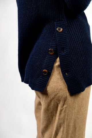 Preloved (Secondhand) Grobstrickpullover von Best Connections by Heine, vermutlich Mischung aus Kunstfaser und Wolle, mit Stehkragen und schönen Knöpfen an beiden Seiten – Größe M