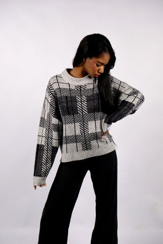 Preloved Karo Pullover - M