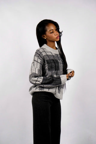 Preloved Karo Pullover - M