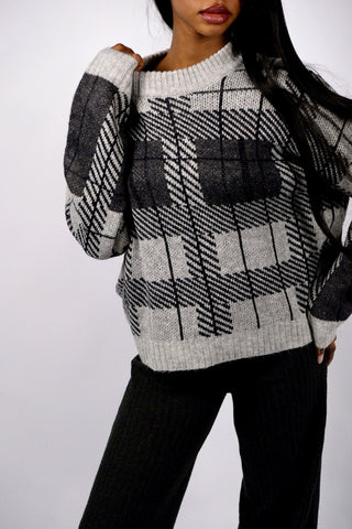 Preloved Karo Pullover - M