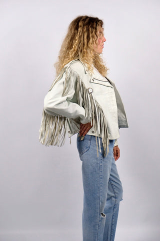 Vintage 80s Schott NYC Biker Western Fransen Lederjacke - S/M