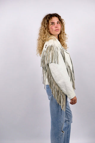 Vintage 80s Schott NYC Biker Western Fransen Lederjacke - S/M