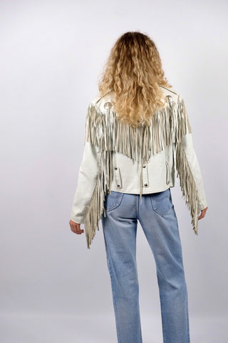 Vintage 80s Schott NYC Biker Western Fransen Lederjacke - S/M