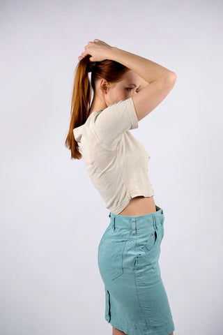 Vintage 90s Rohseide Crop T-Shirt Beige - S