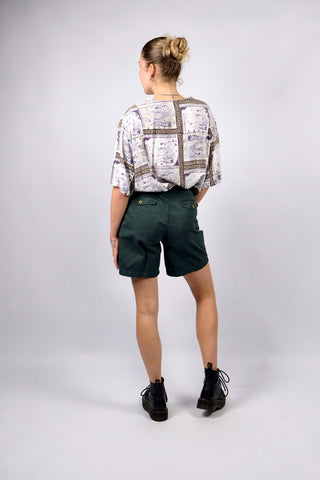 Vintage 90s High Waist Baumwollshorts Flaschengrün - S