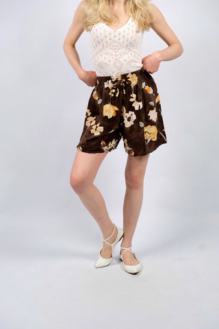 Vintage 80s/90s High Waist Floral Crazy Pattern Viskose Shorts - XS/S