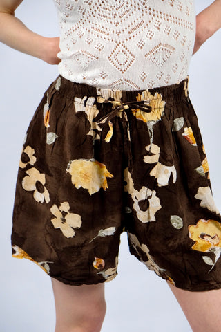 Vintage 80s/90s High Waist Floral Crazy Pattern Viskose Shorts - XS/S
