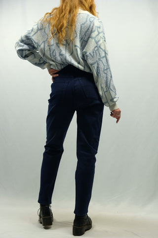 Vintage 90s High Waist Mom Jeans Dunkelblau - M