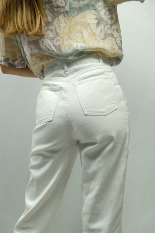 Vintage 80s/90s High Waist Mom Jeans mit Spitzen-Cutouts - XS/S