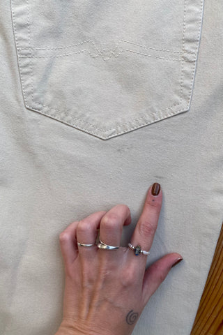 Beige 90s/00s MAC Jeans mit normaler Bundhöhe, geradem Bein und Stretch-Anteil: daher tragbar von einer M bis L, bitte Maße beachten