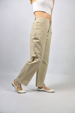 Beige 90s/00s MAC Jeans mit normaler Bundhöhe, geradem Bein und Stretch-Anteil: daher tragbar von einer M bis L, bitte Maße beachten