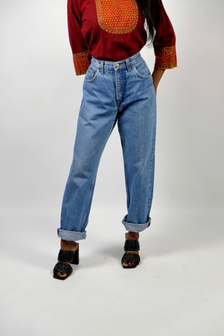Vintage 80s/90s Rifle Mid Waist Straight Leg Jeans Mittelblau - S/M