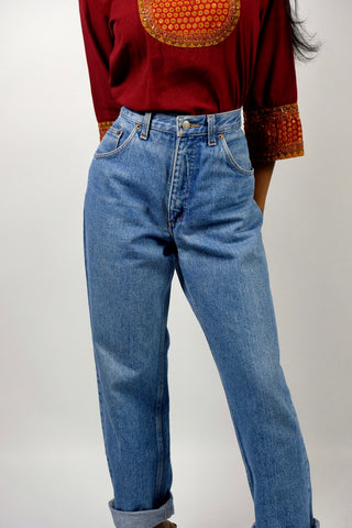 Vintage 80s/90s Rifle Mid Waist Straight Leg Jeans Mittelblau - S/M