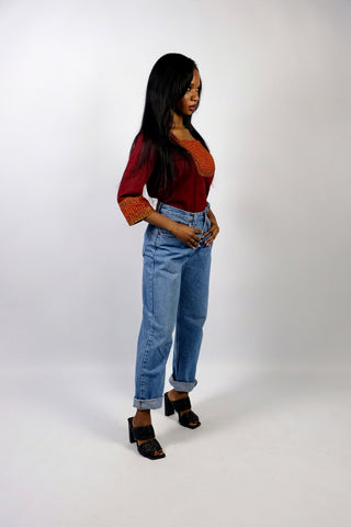 Vintage 80s/90s Rifle Mid Waist Straight Leg Jeans Mittelblau - S/M